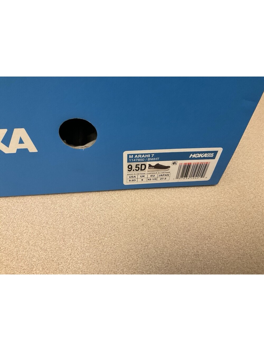 New! Mens Hoka One One ARAHI 7 Black/White Athletic Shoes. Size 9.5D. Nice Shoes - Picture 3 of 9